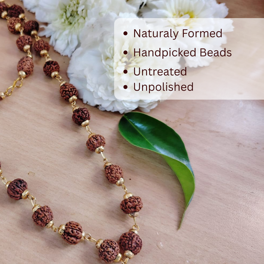 5 Mukhi Gold Finish Rudraksha mala
