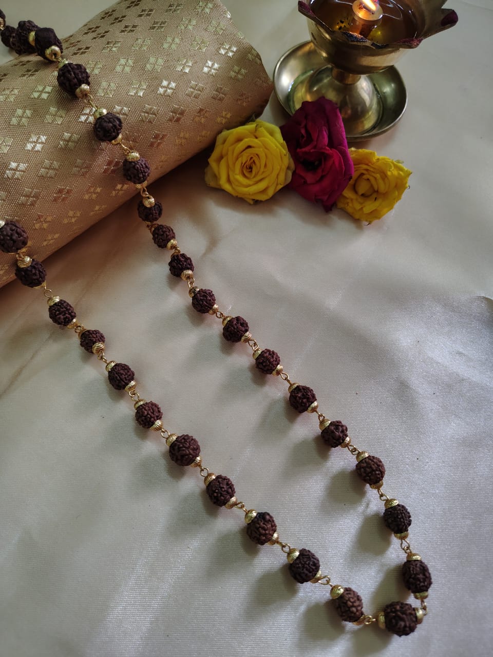 Gold finish rudraksha mala
