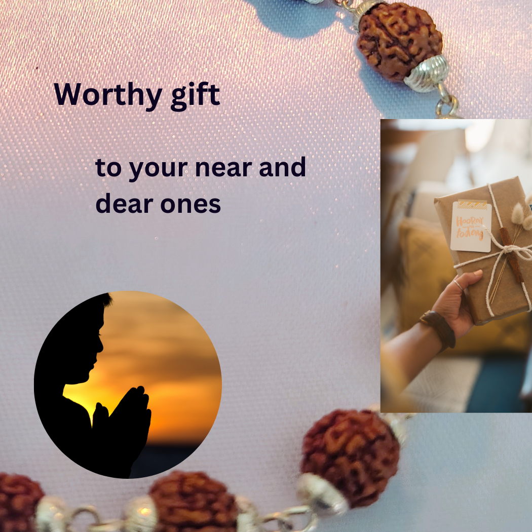 Combo 5 Mukhi Gold finish mala  with  Silver finish bracelet