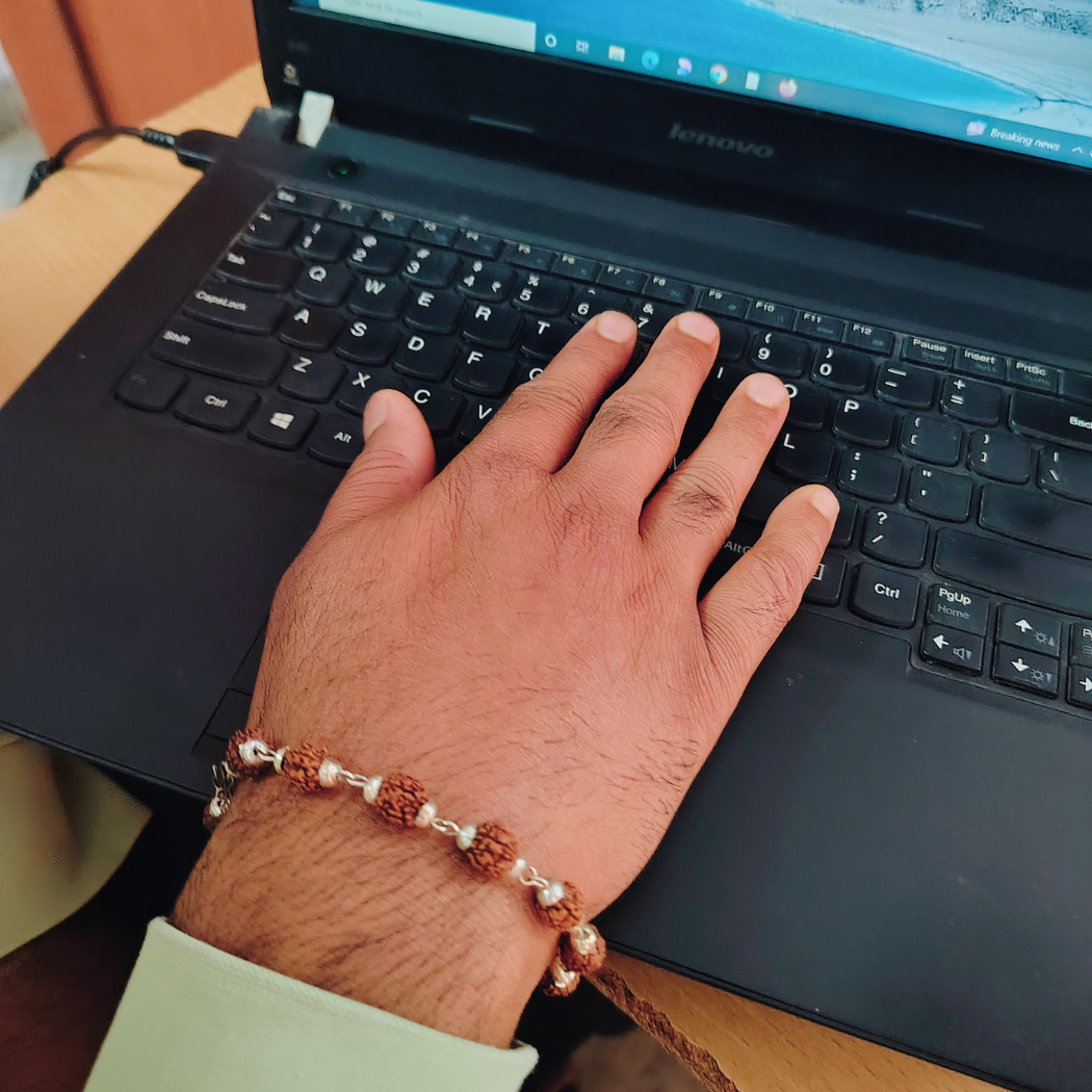 5 Mukhi silver mala plus bracelet combo