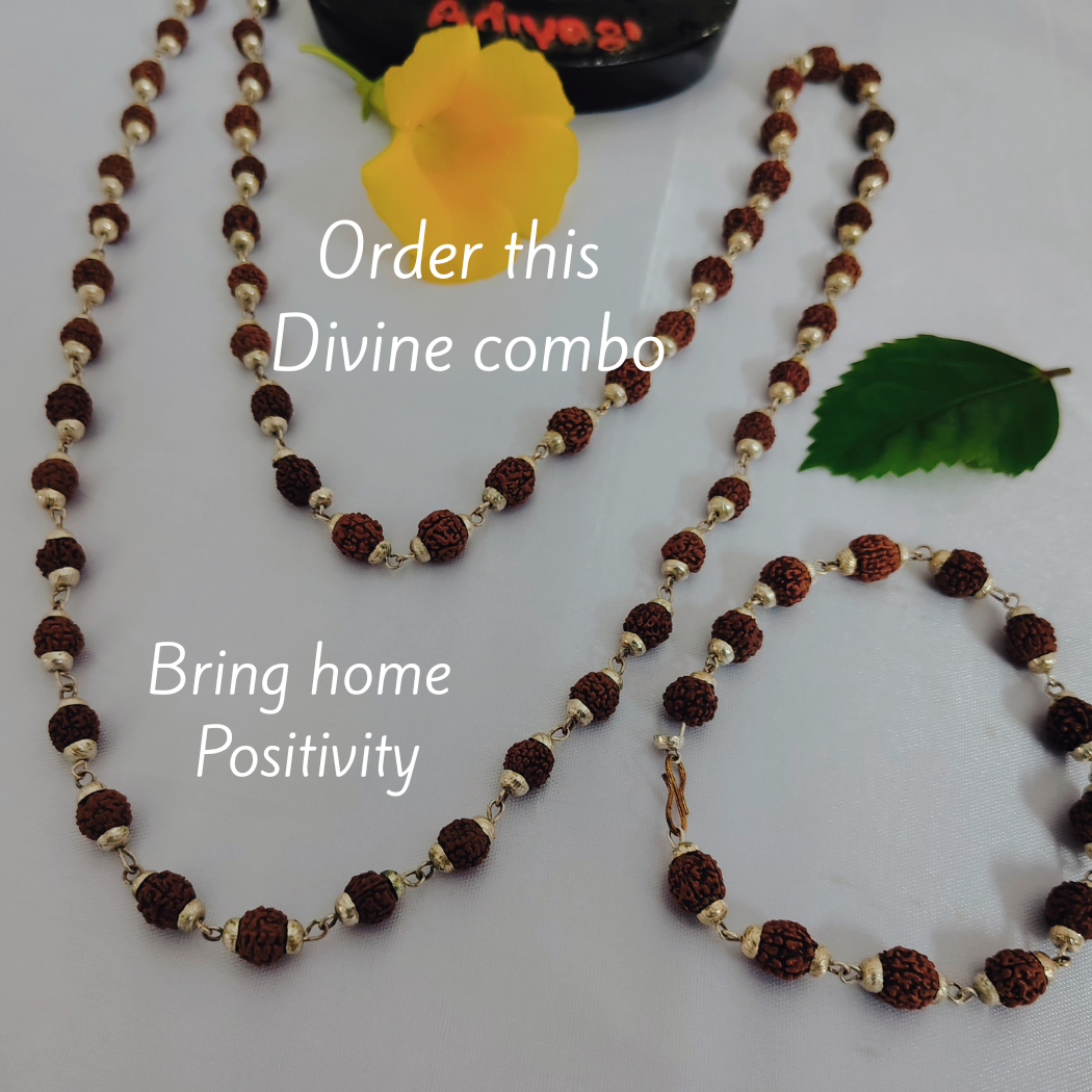 5 Mukhi silver mala plus bracelet combo