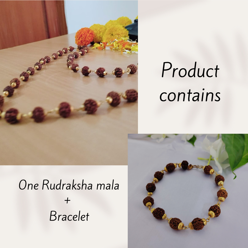 5 Mukhi Gold finish mala + Bracelet