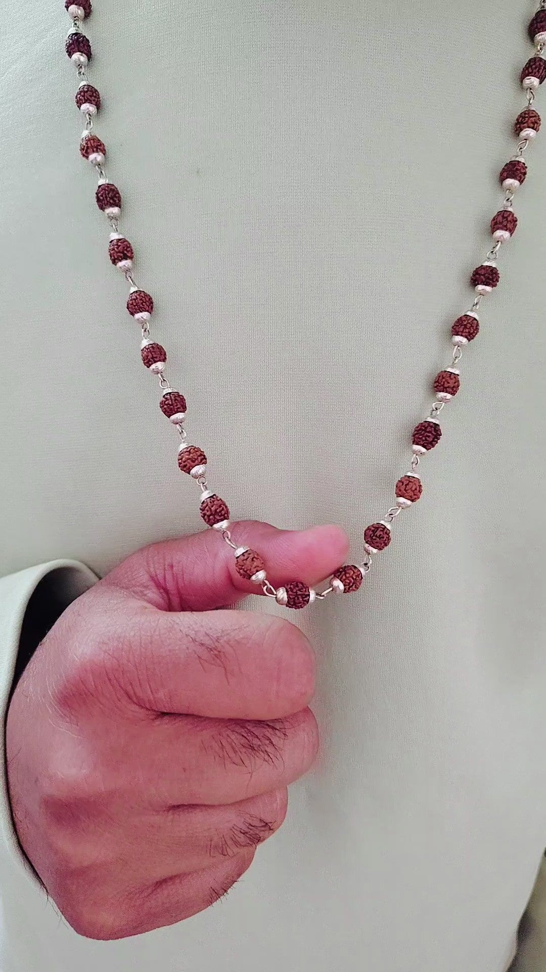 5 Mukhi Silver Finish Mala