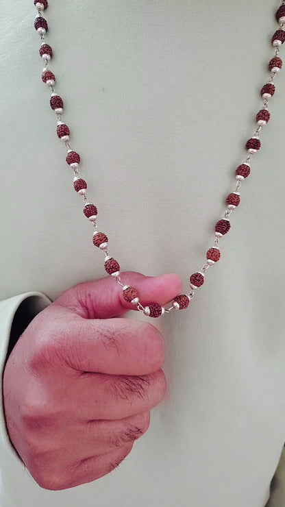 5 Mukhi Silver Finish Mala