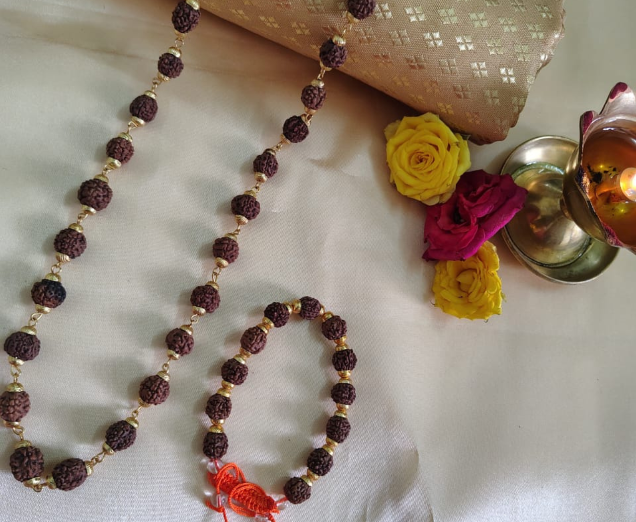 Gold finish mala + classic bracelet