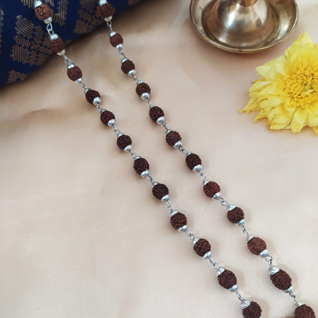 Silver finish rudraksha mala