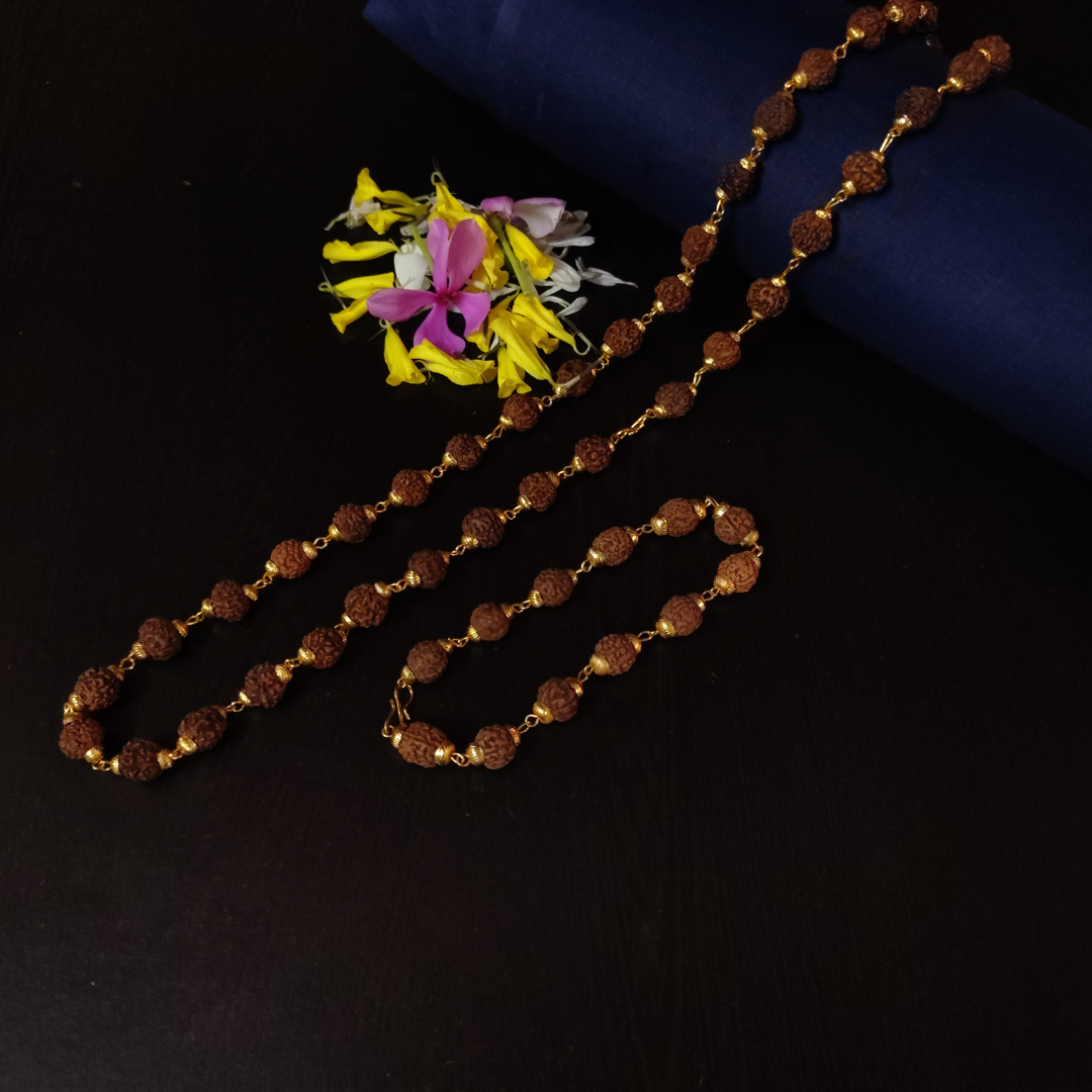 Gold finish mala + bracelet