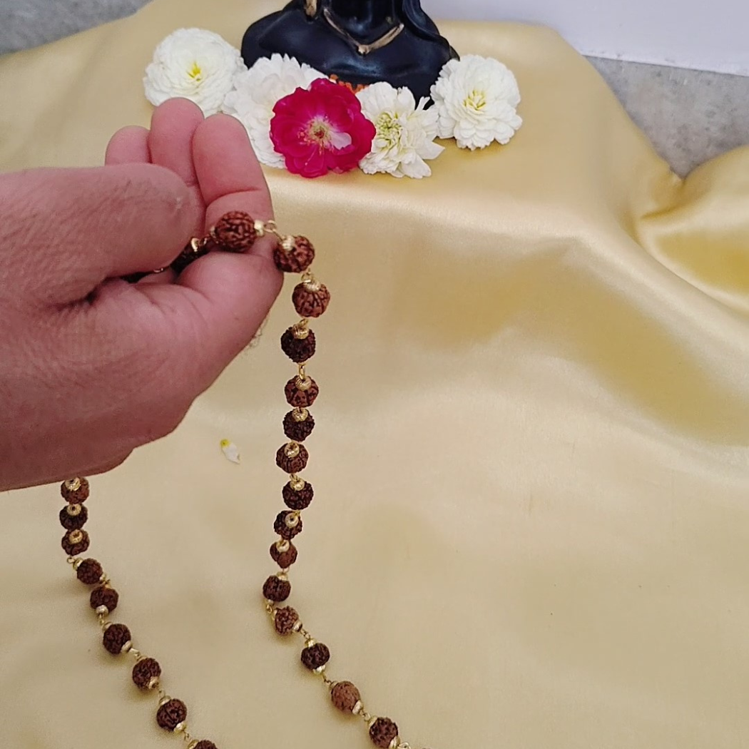 5 Mukhi Gold finish mala + Bracelet