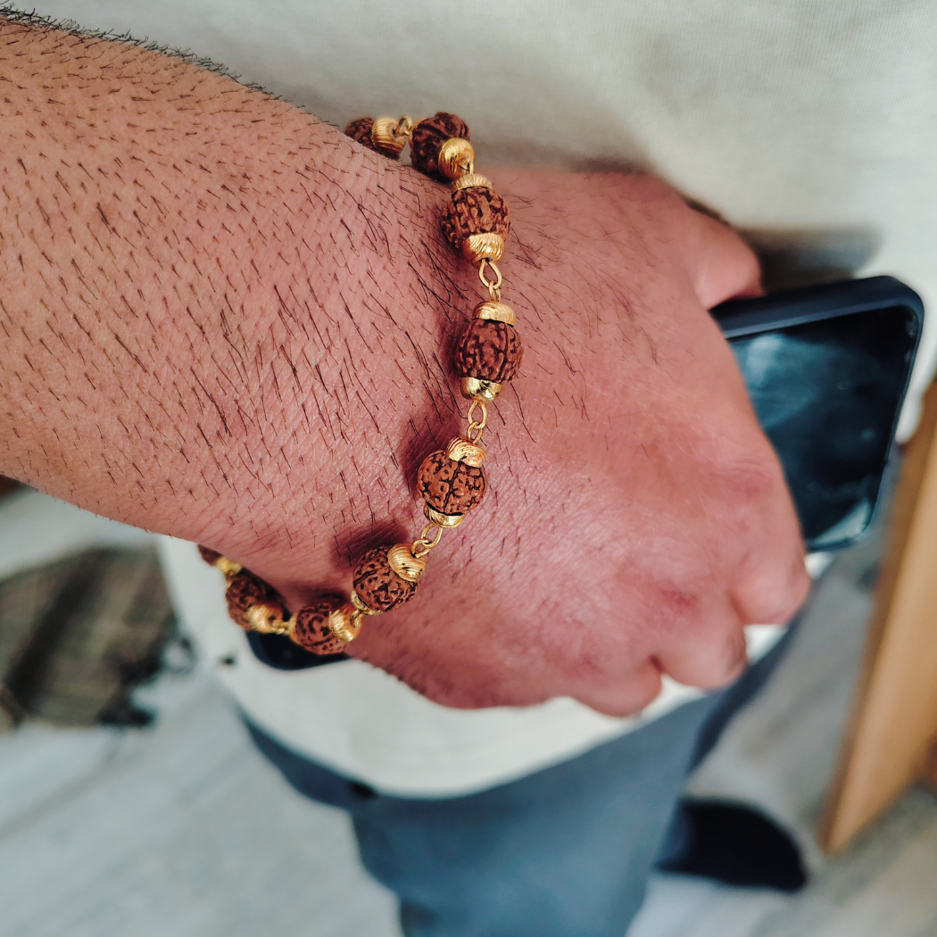 5 Mukhi Gold finish mala + Bracelet