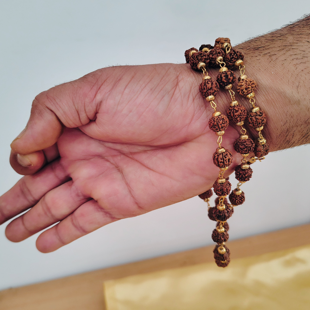 5 Mukhi Gold finish mala + Bracelet