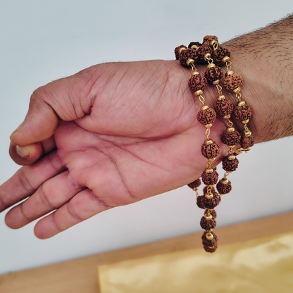 5 Mukhi Gold finish mala + Bracelet