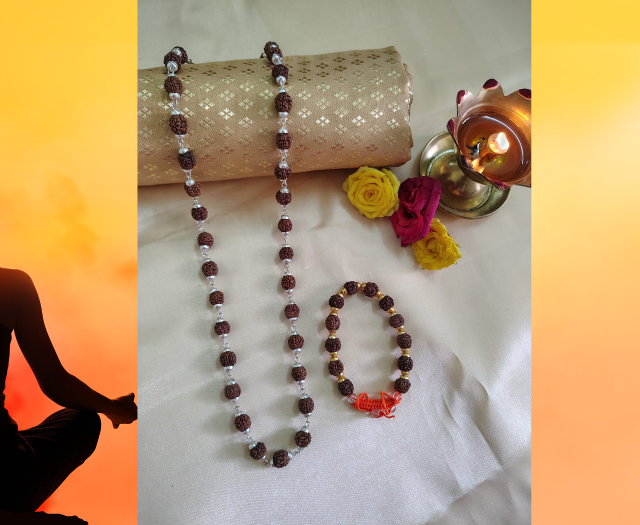 Silver finish mala + classic bracelet