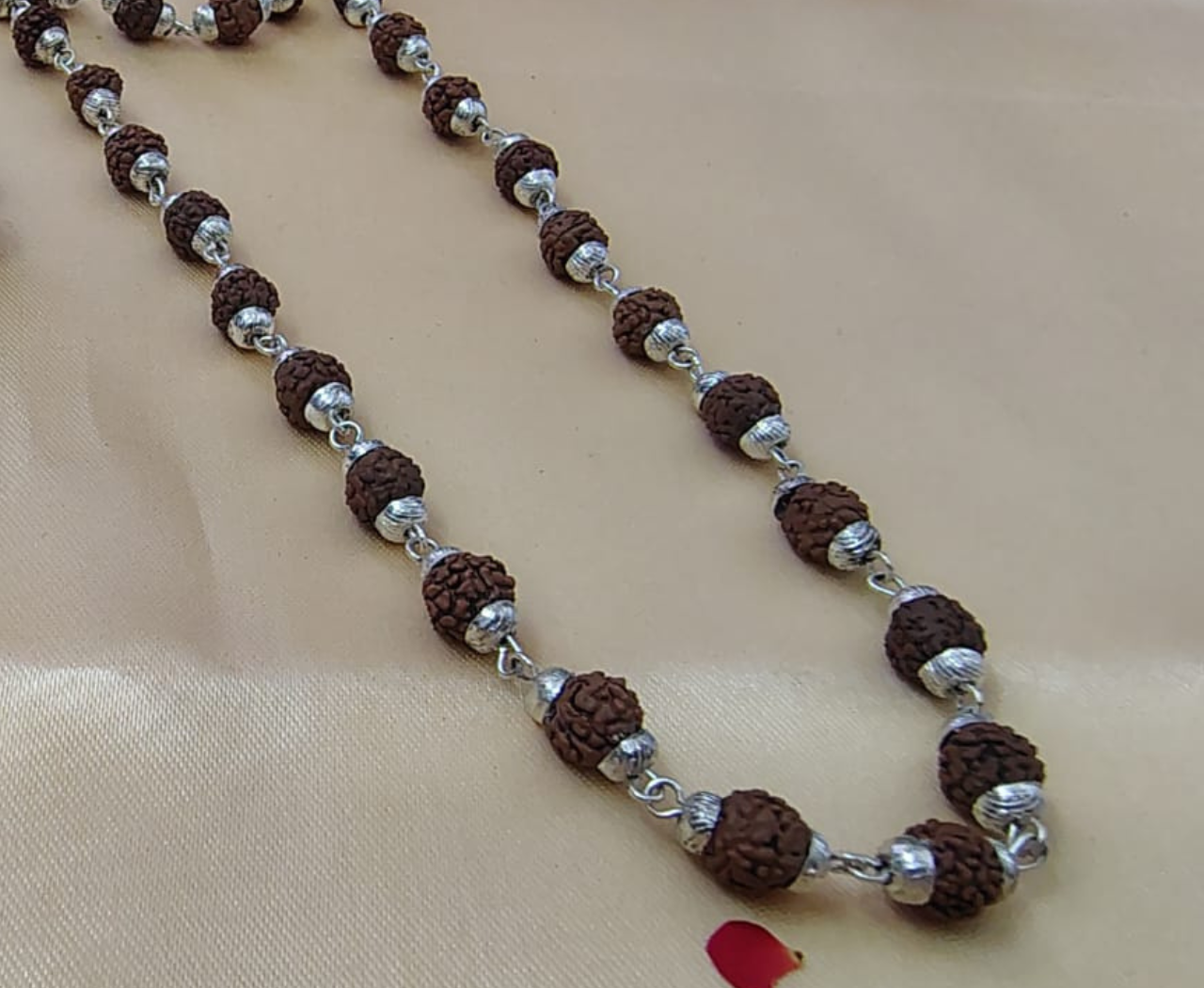 Silver finish rudraksha mala