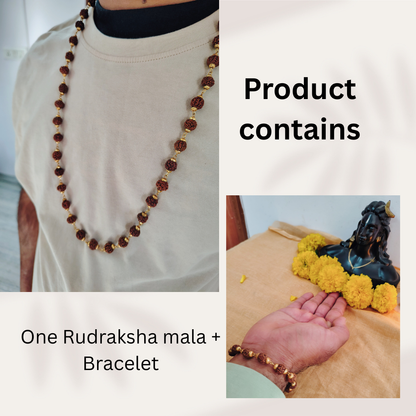 5 Mukhi Gold finish mala + Bracelet