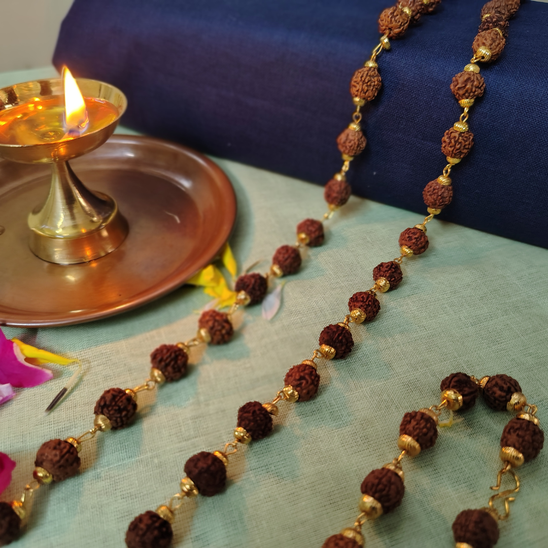 Gold finish mala + bracelet