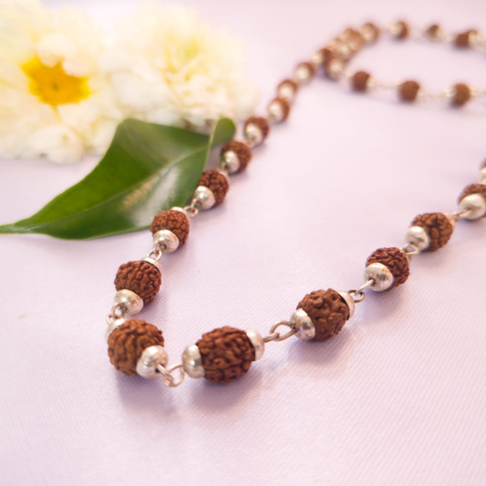 5 Mukhi Silver Finish Rudraksha Mala