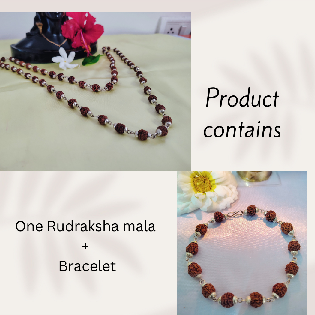 5 Mukhi silver mala plus bracelet combo