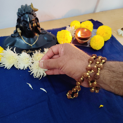 5 Mukhi Gold finish mala + Bracelet