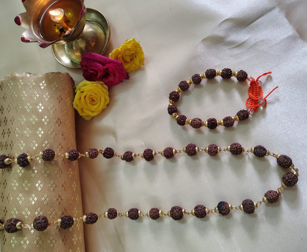 Gold finish mala + classic bracelet