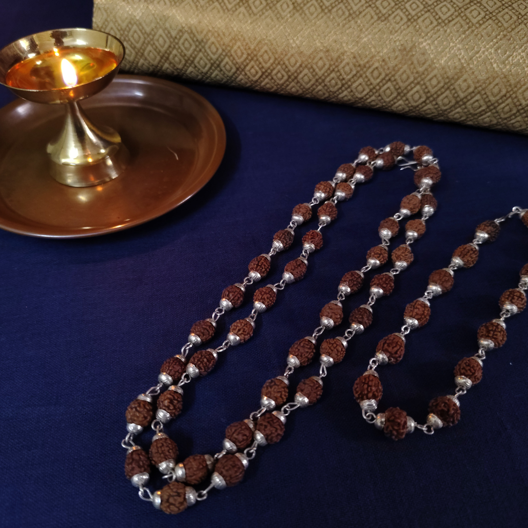 Silver finish mala + bracelet