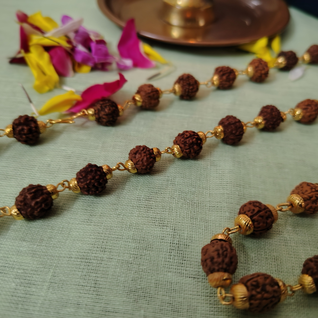 Gold finish mala + bracelet