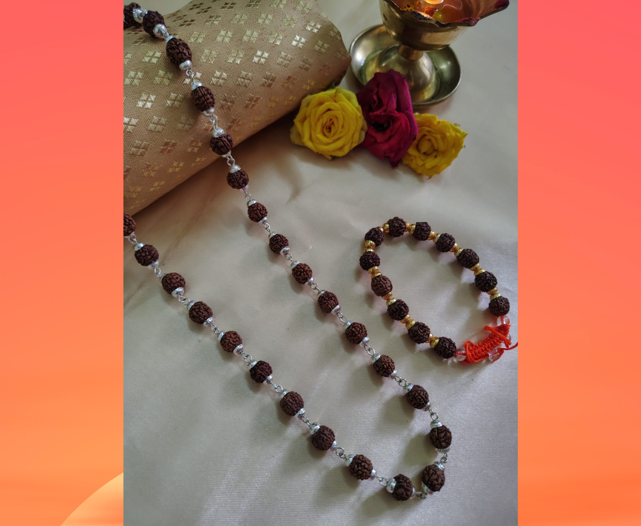 Silver finish mala + classic bracelet