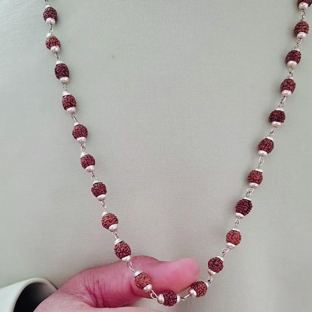 5 Mukhi silver mala plus bracelet combo