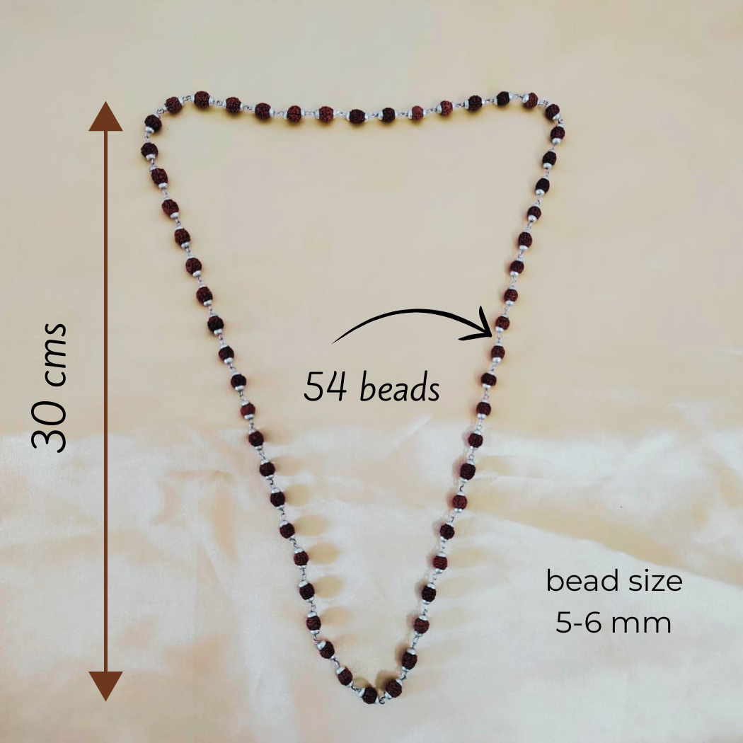 5 Mukhi Silver Finish Mala