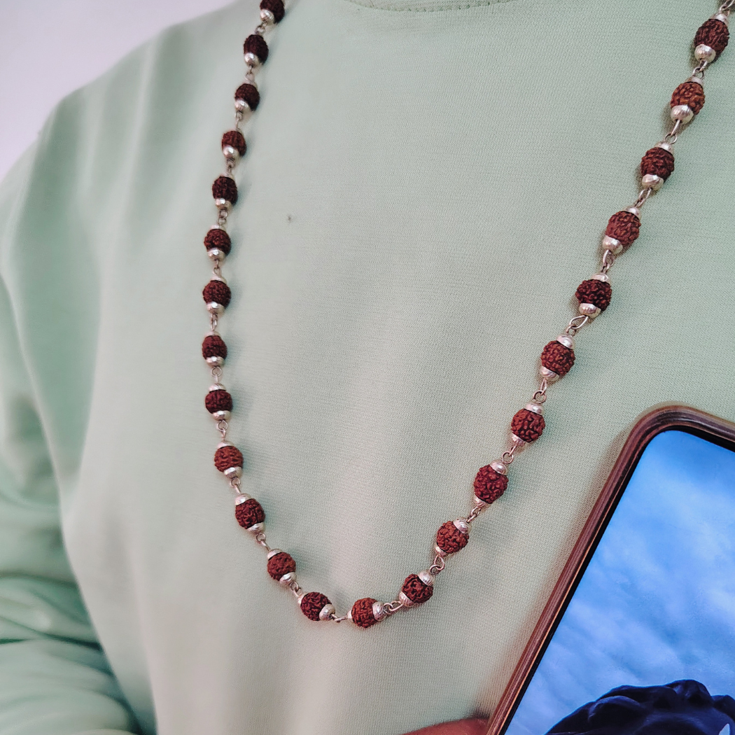 5 Mukhi silver mala plus bracelet combo