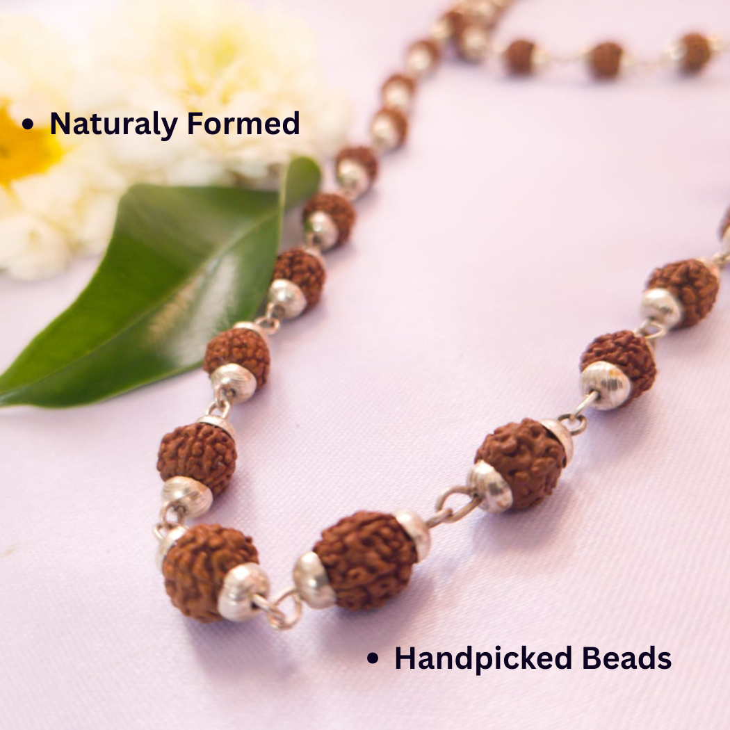 5 Mukhi Silver Finish Rudraksha Mala