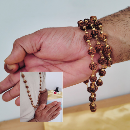 5 Mukhi Gold finish mala + Bracelet