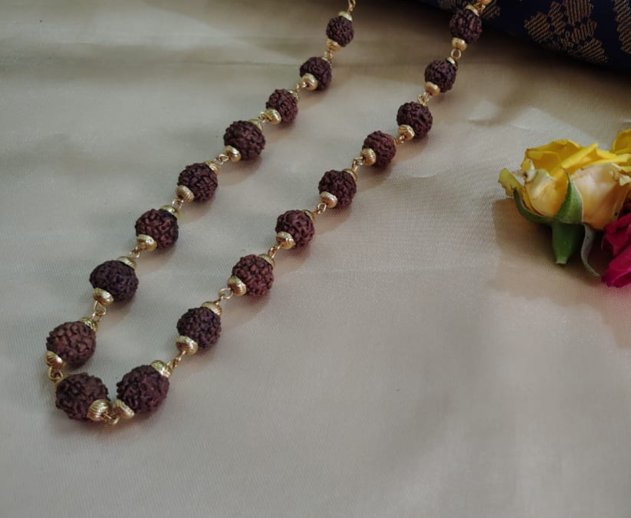 Gold finish rudraksha mala