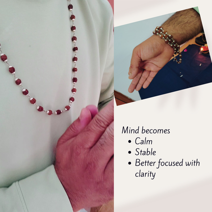 5 Mukhi Silver Finish Mala