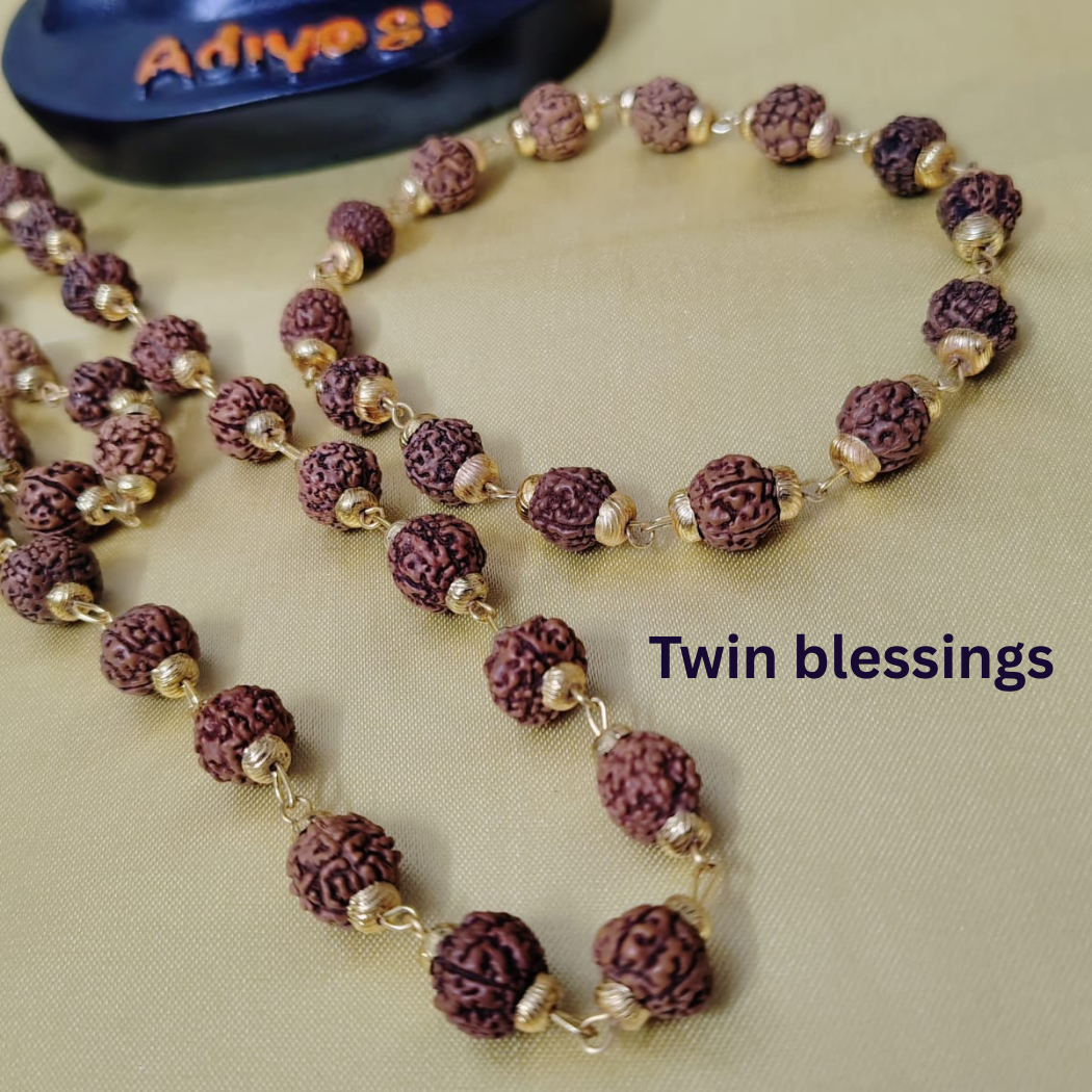 Combo 5 Mukhi Gold finish mala with Gold finish bracelet