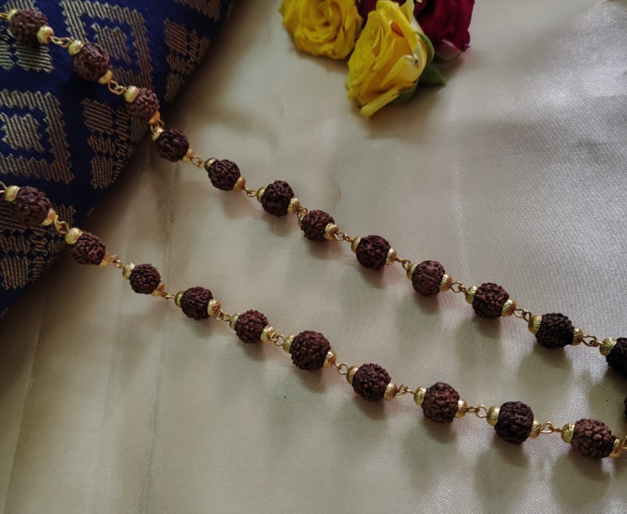Gold finish rudraksha mala