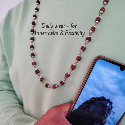 5 Mukhi silver mala plus bracelet combo