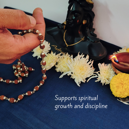 5 Mukhi Silver Finish Mala
