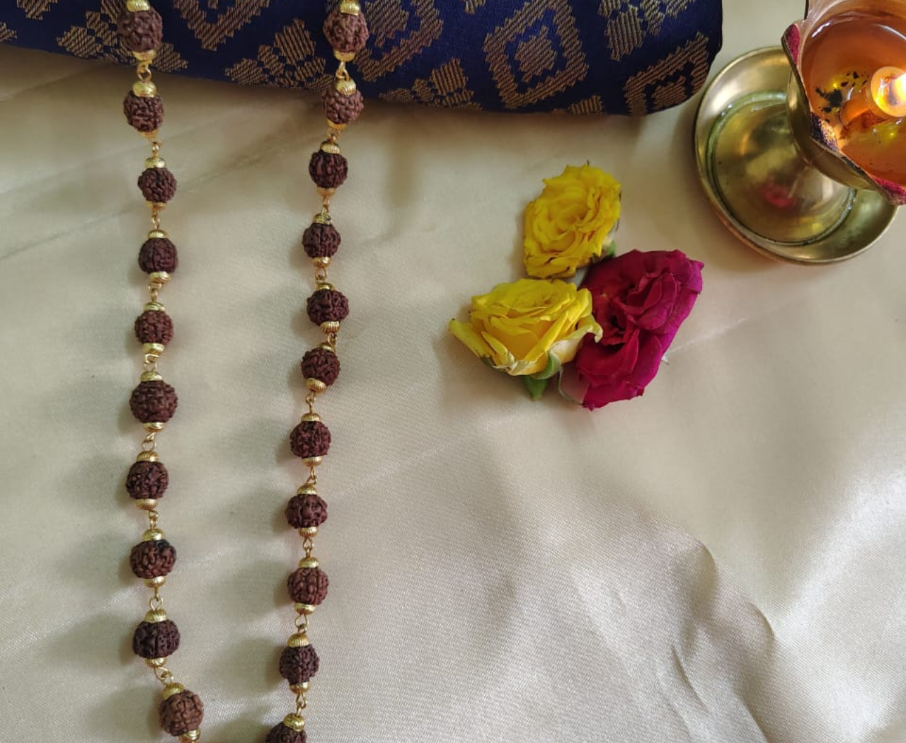 Gold finish rudraksha mala