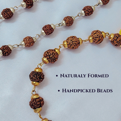 5 Mukhi Silver Mala + Gold Bracelet Combo