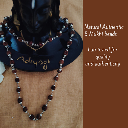 5 Mukhi Silver Finish Mala
