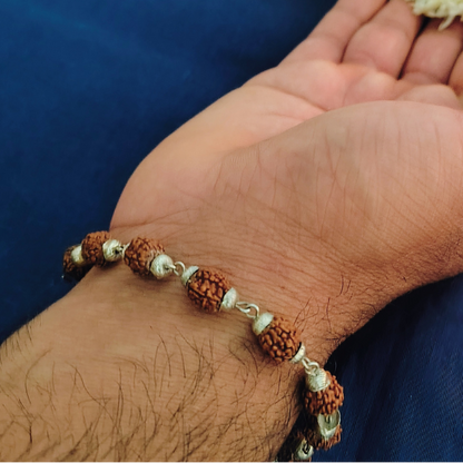 5 Mukhi silver mala plus bracelet combo