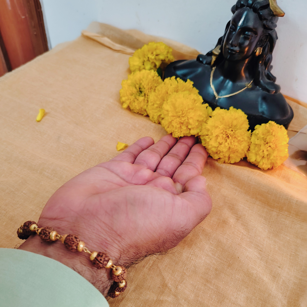 5 Mukhi Gold finish mala + Bracelet