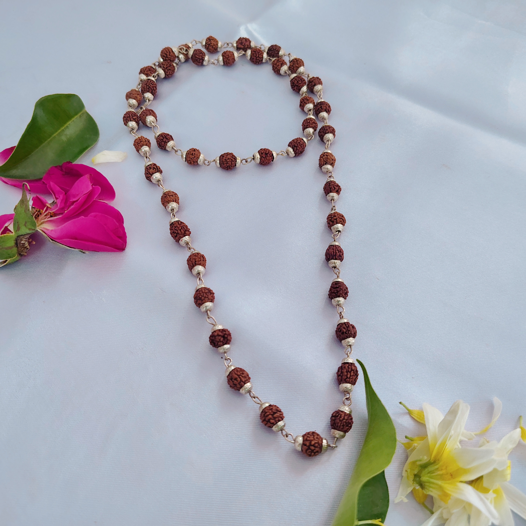 5 Mukhi silver mala plus bracelet combo
