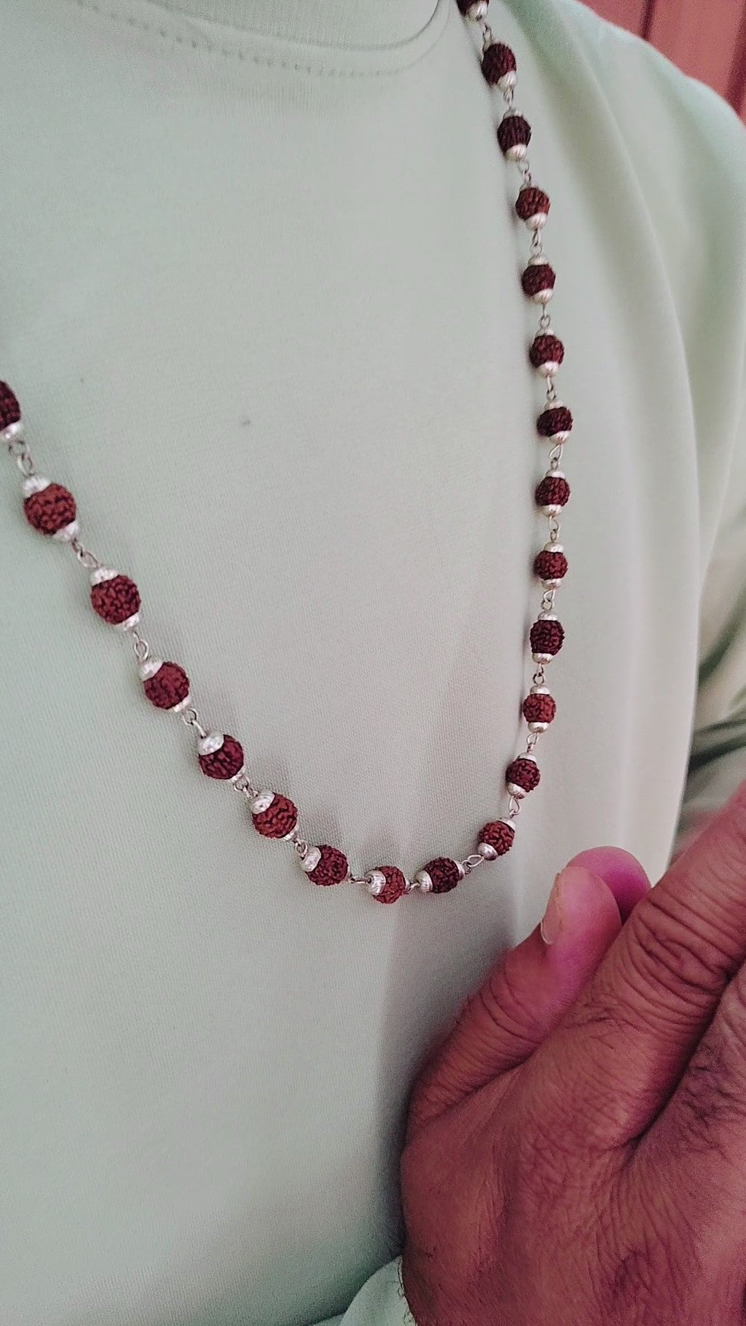 5 Mukhi Silver Finish Mala