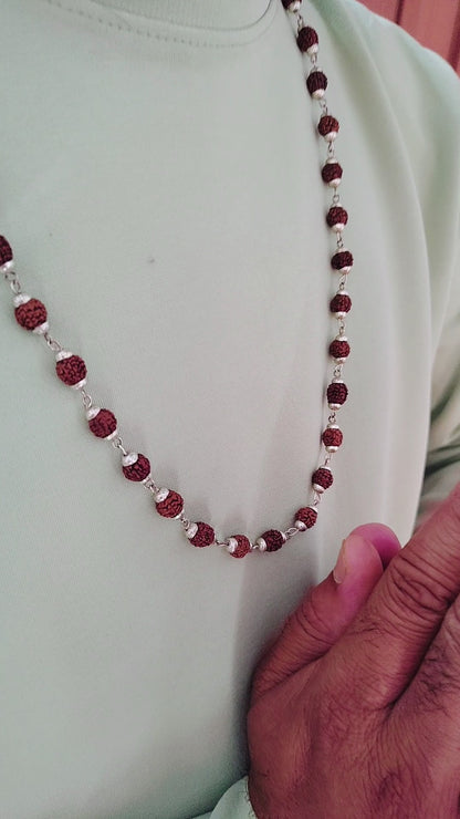 5 Mukhi Silver Finish Mala