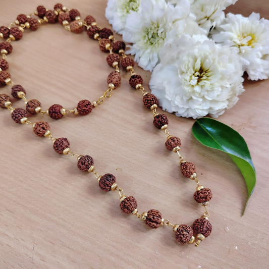 5 Mukhi Gold Finish Rudraksha mala