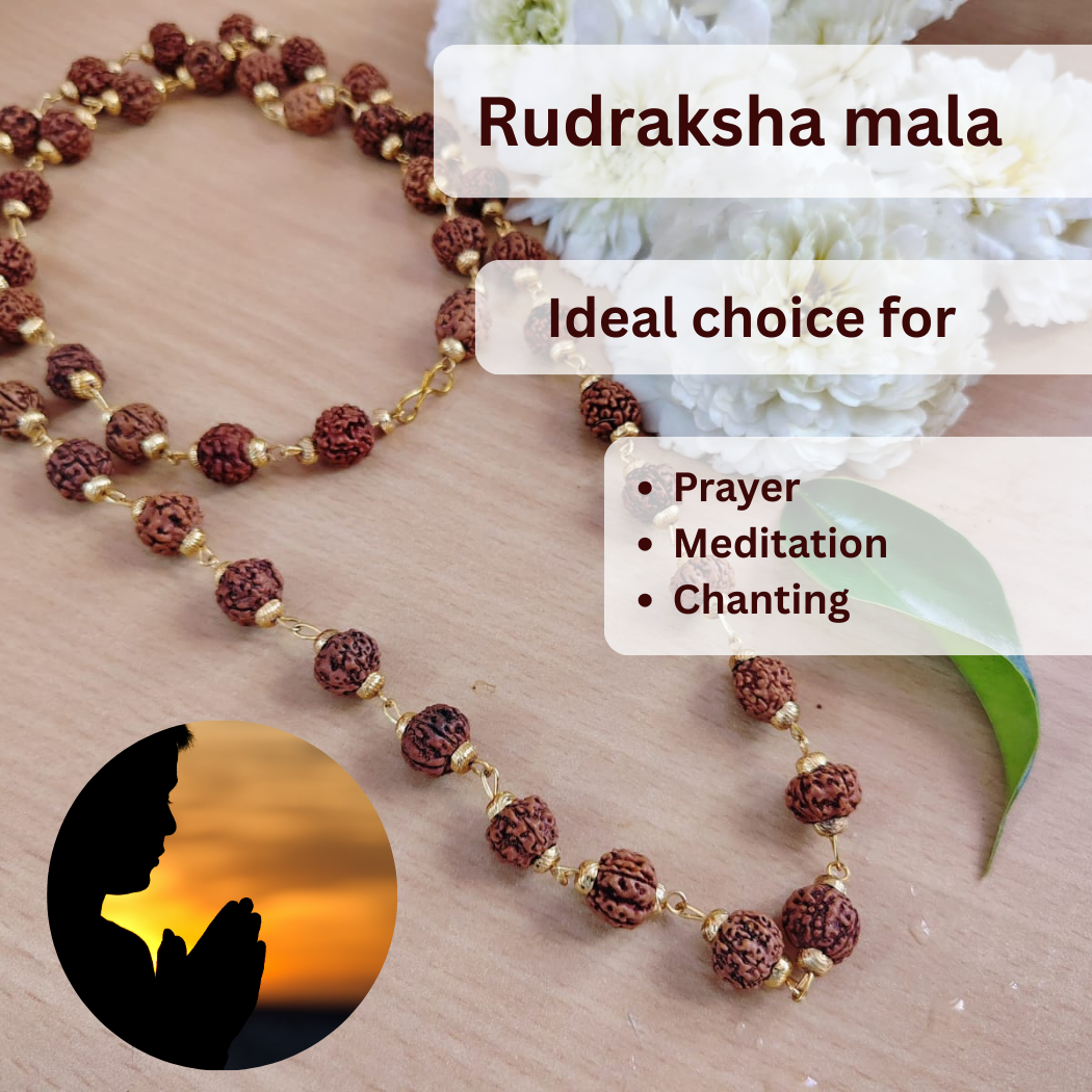 5 Mukhi Gold Finish Rudraksha mala