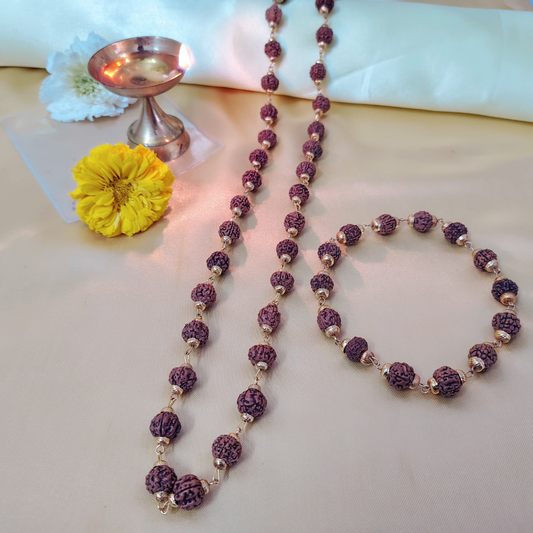 Gold finish mala + bracelet