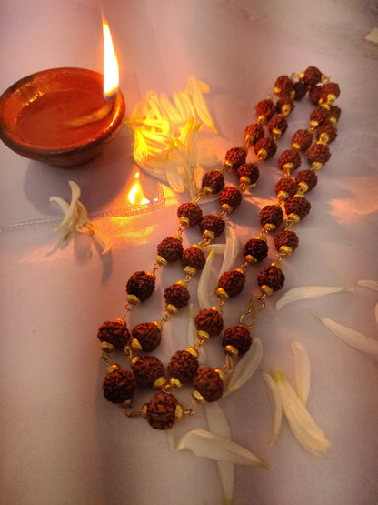 5 Mukhi Gold finish mala