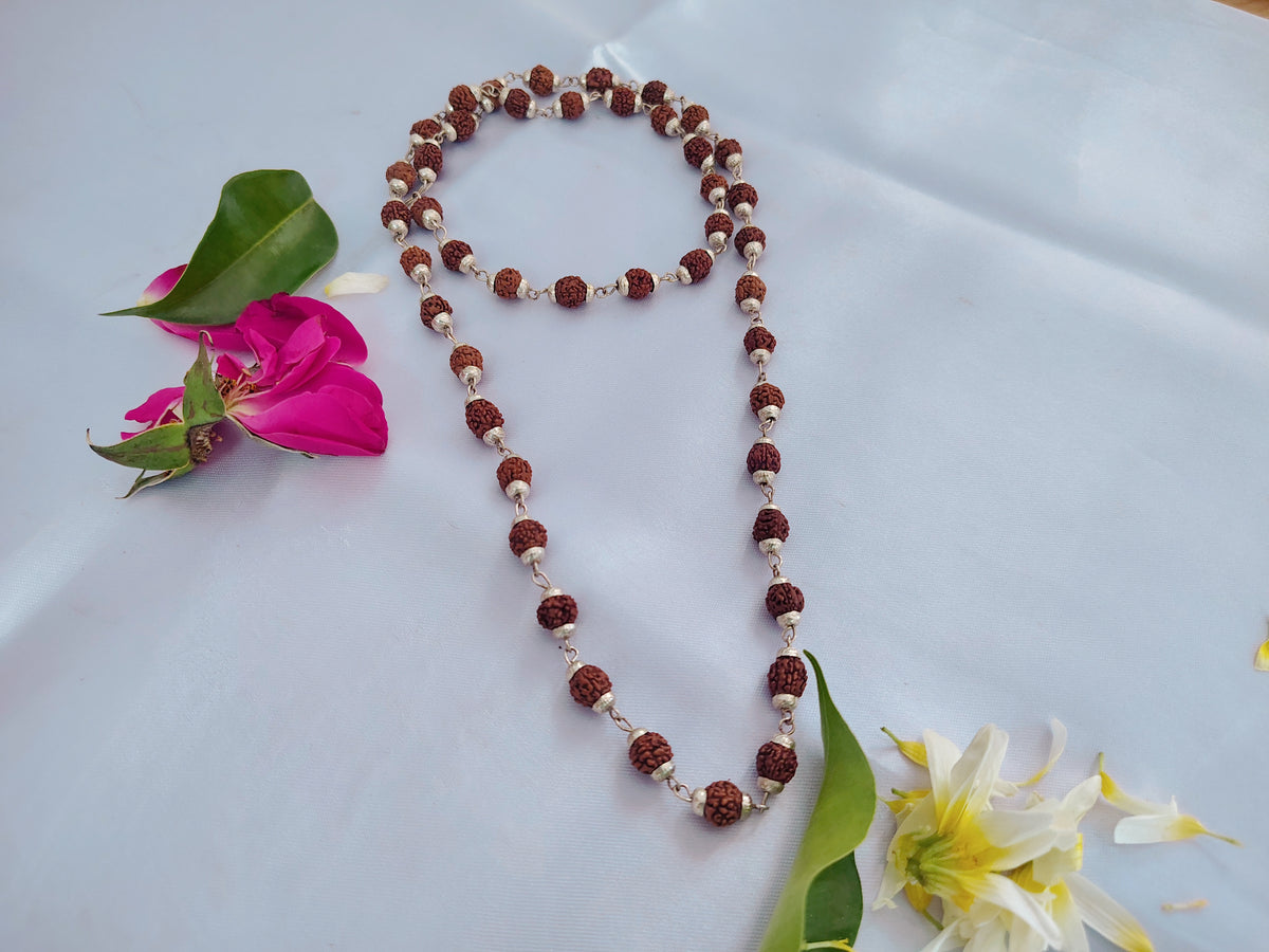5 Mukhi Silver Finish Mala